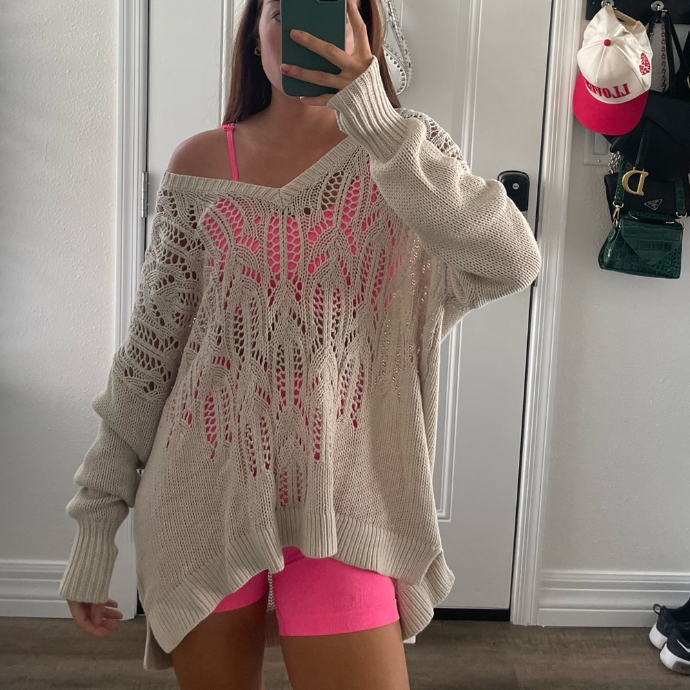 Cream see through sweater